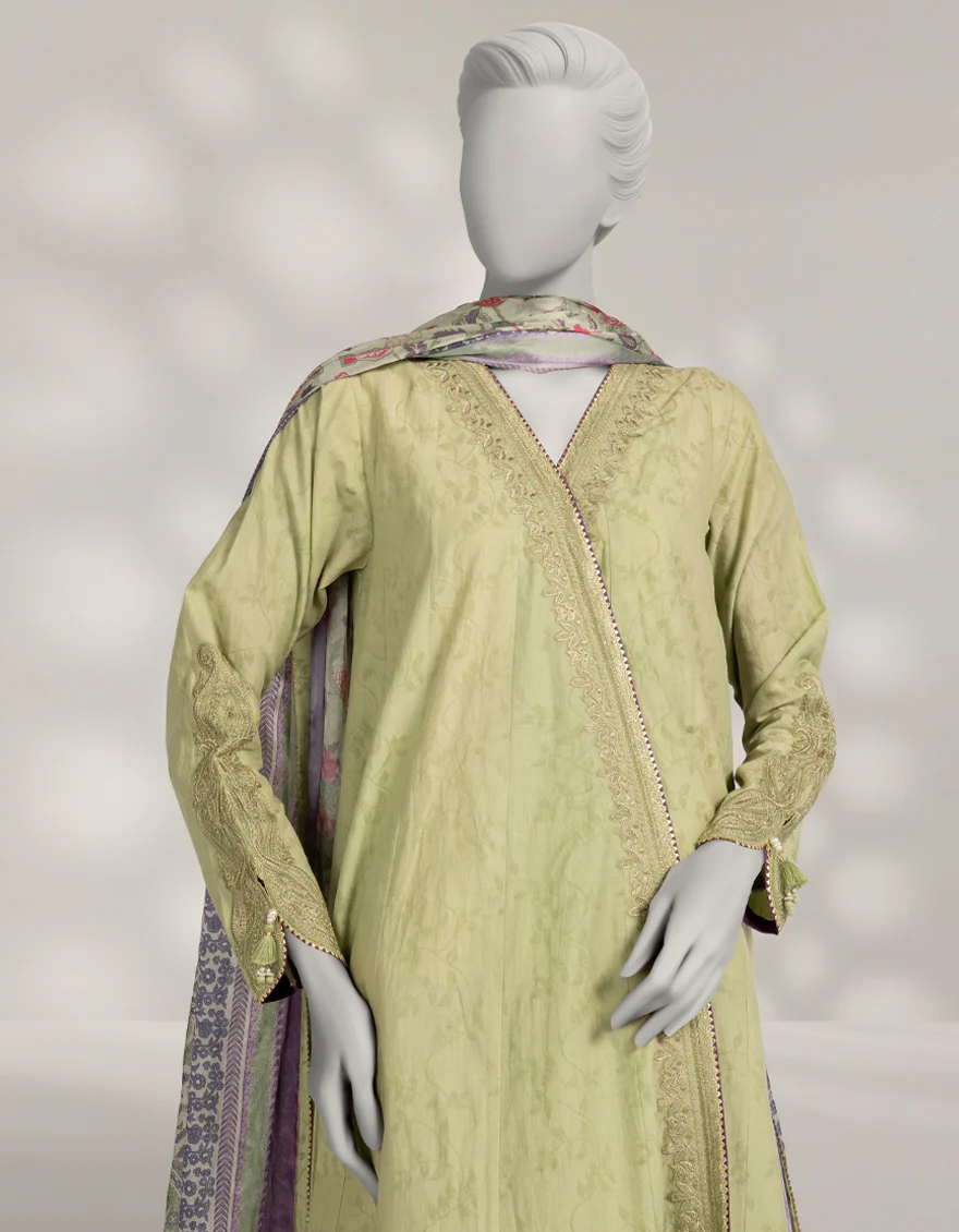 SAGE GREEN DOBBY 3PC STITCHED | JLAWN-W-25-344/S JAIPUR-4 - Image 2