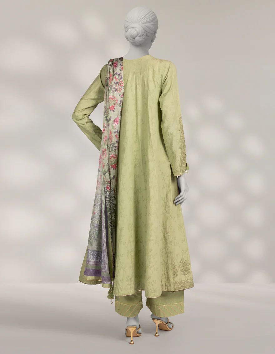 SAGE GREEN DOBBY 3PC STITCHED | JLAWN-W-25-344/S JAIPUR-4 - Image 3
