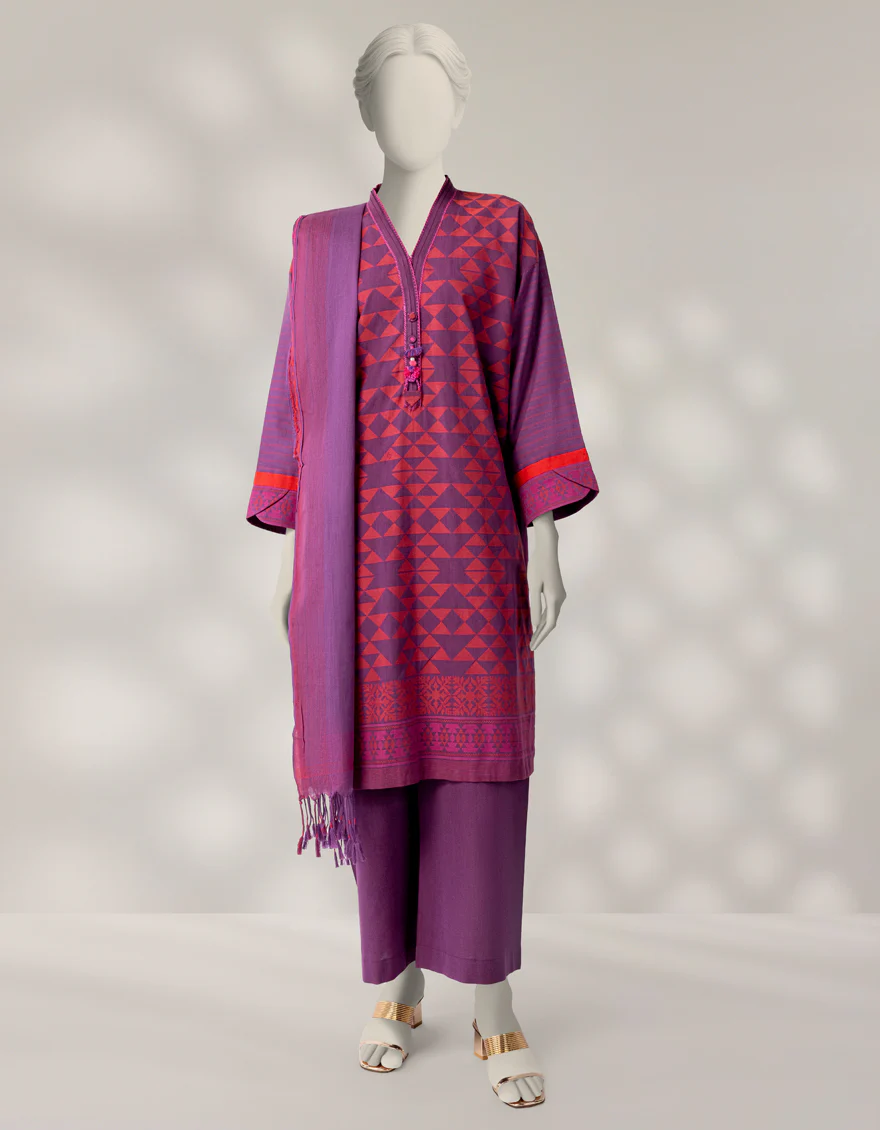 PURPLE JACQUARD 3PC STITCHED | JLAWN-W-25-355/S RALLI-07