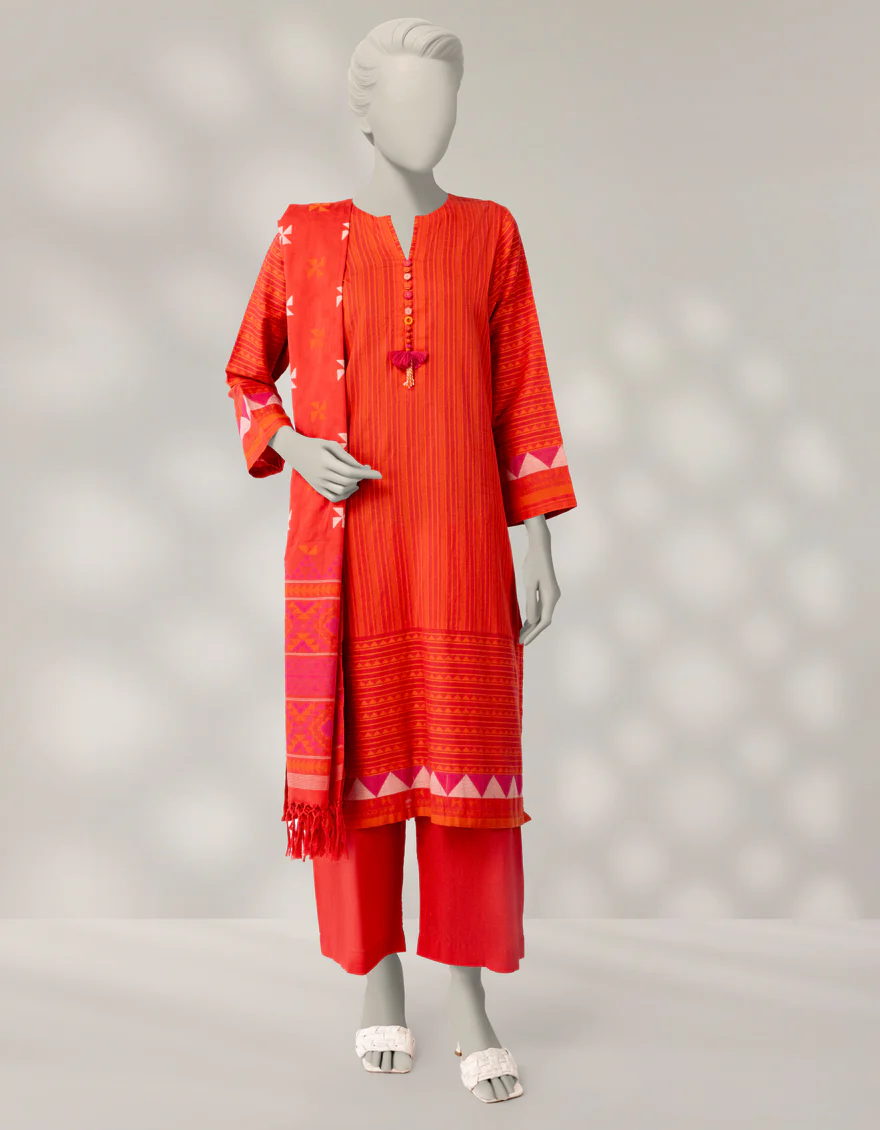RED JACQUARD 3PC STITCHED | JLAWN-W-25-356/S RALLI-08