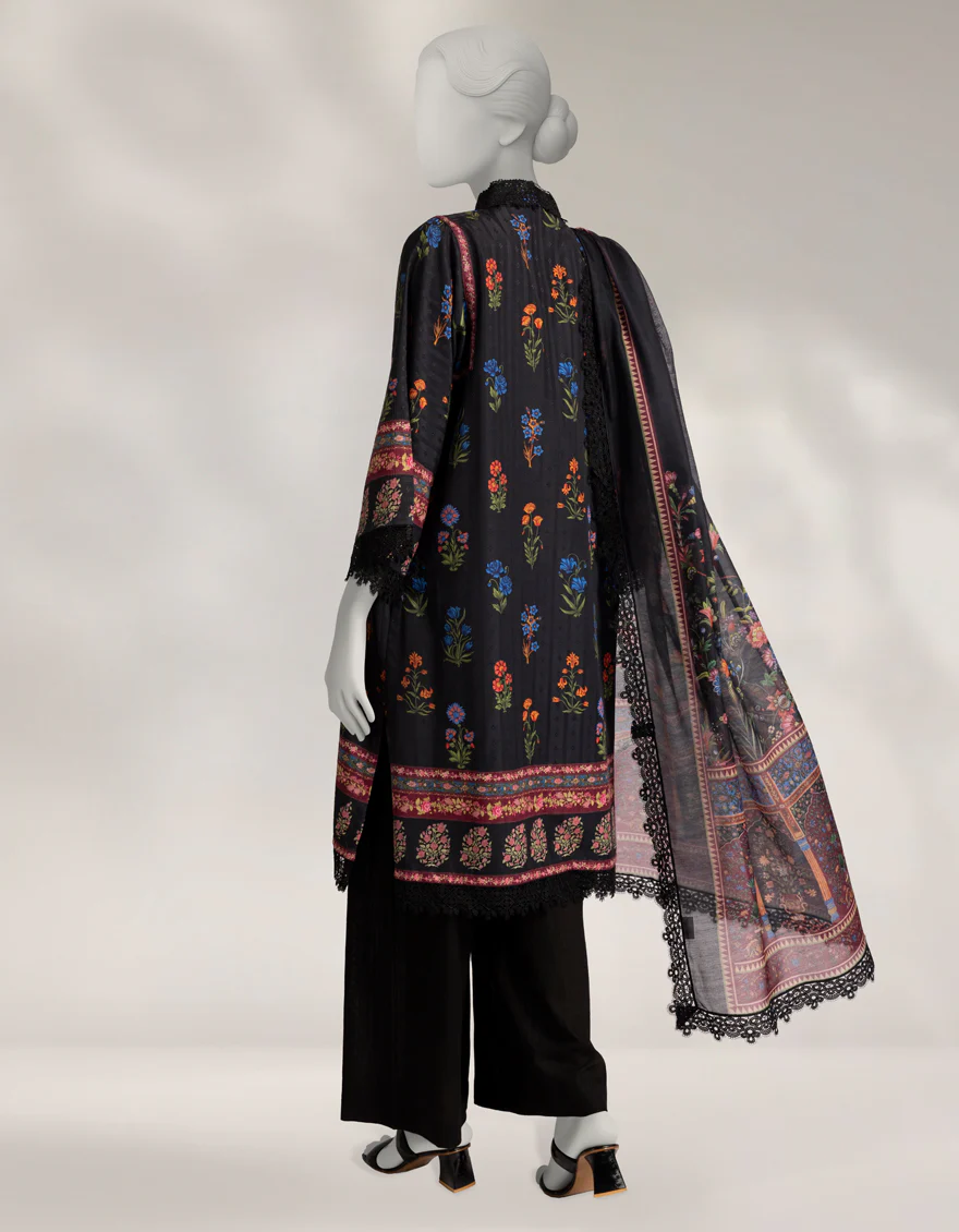 BLACK DOBBY 2PC UNSTITCHED | JLAWN-W-JDS-25-1198 FLORAL ART-4 - Image 2