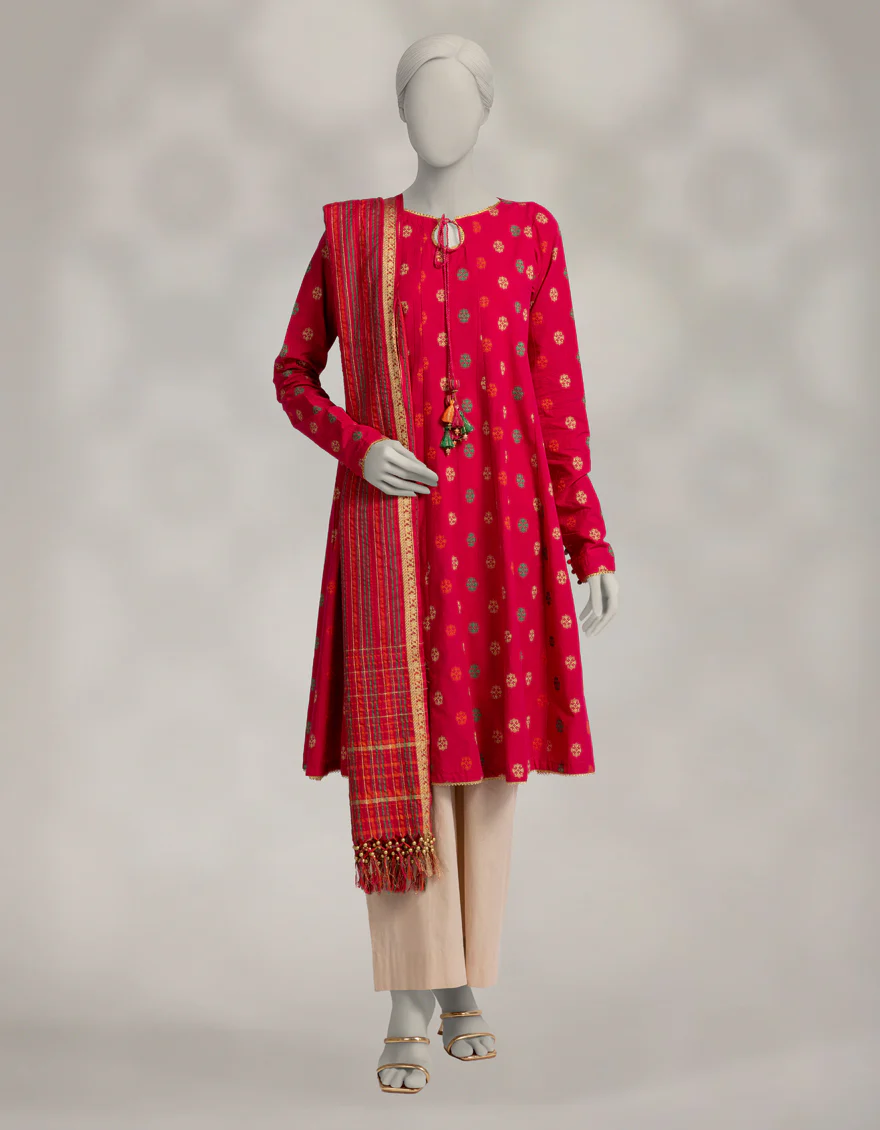 PINK JACQUARD 2PC UNSTITCHED | JLAWN-W-JDS-25-1199 SERENITY-1