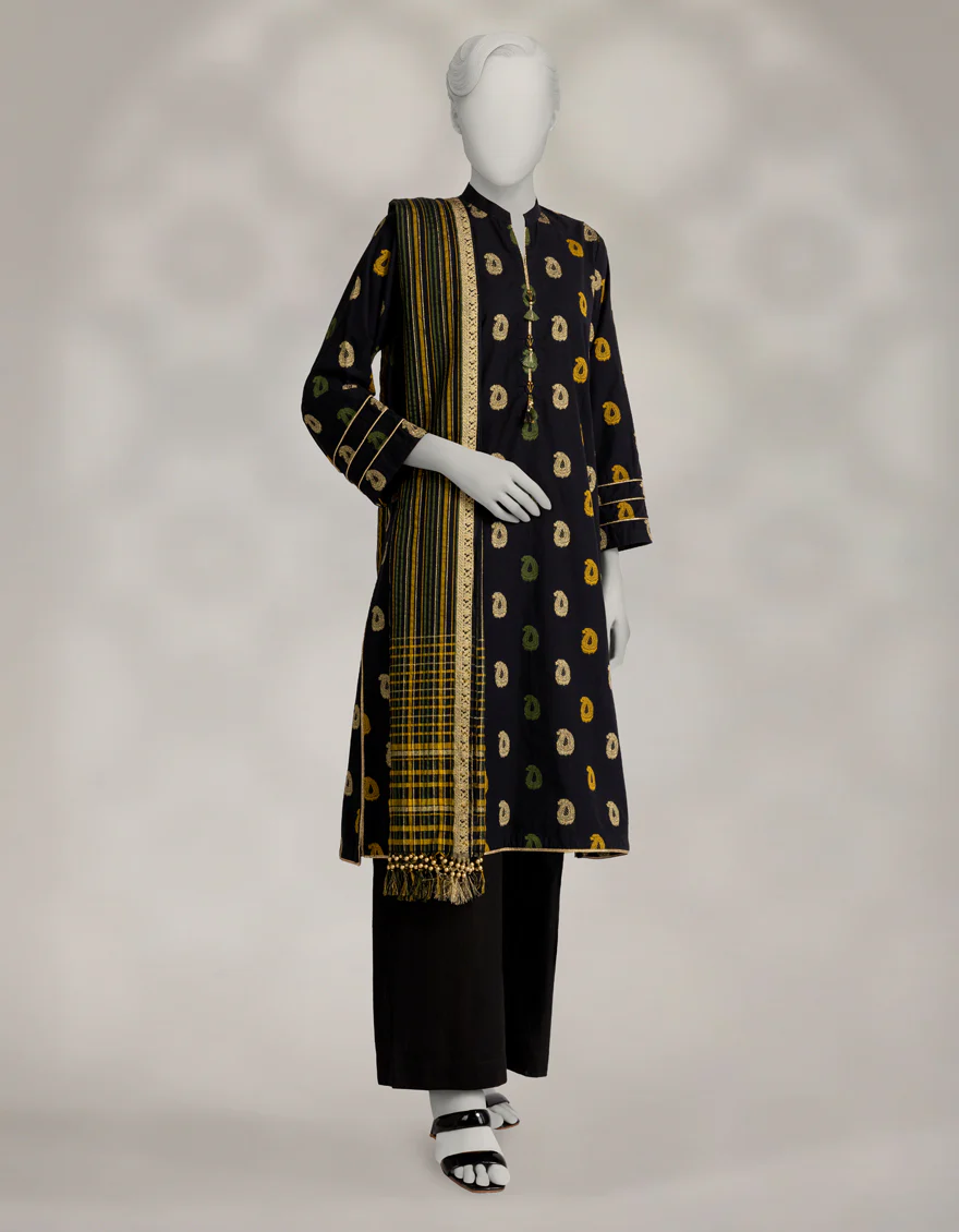 BLACK JACQUARD 2PC UNSTITCHED | JLAWN-W-JDS-25-1202 SERENITY-4
