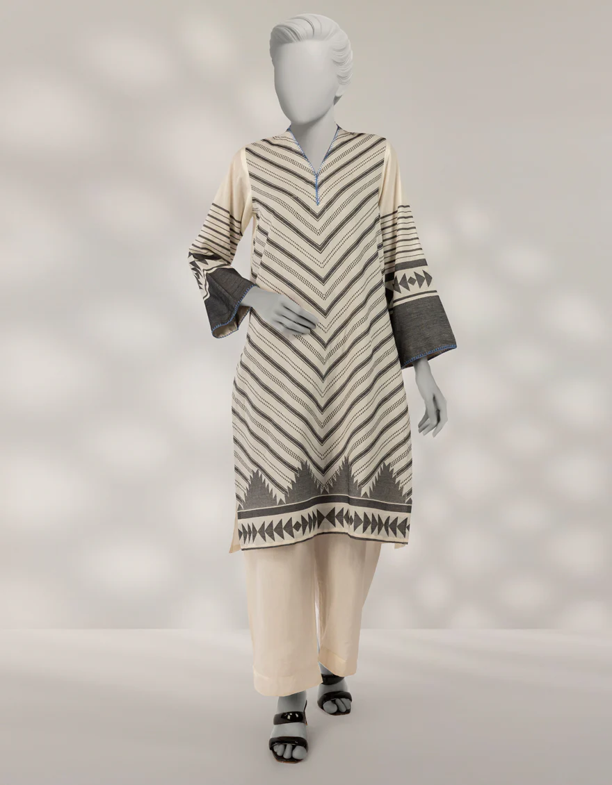 OFF WHITE JACQUARD 2PC STITCHED | JLAWN-W-JST-25-2239/S FOLK-3