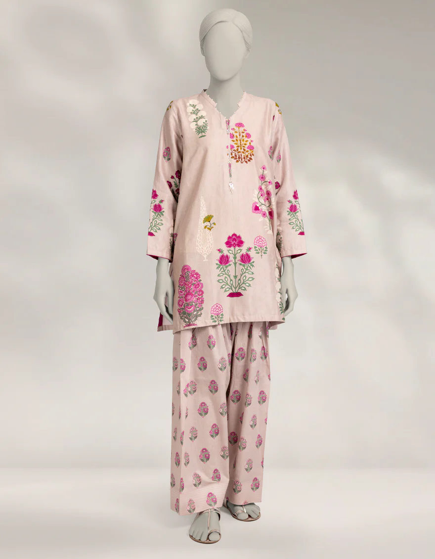 TEA PINK DOBBY 2PC STITCHED | JLAWN-W-JST-25-2243/S GYPSY FLORAL-02