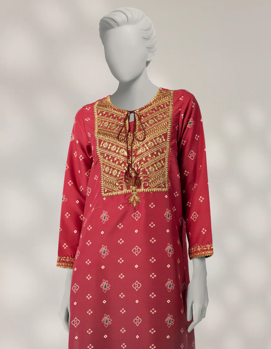 MAROON RAW SILK 2PC STITCHED | JLAWN-W-JST-25-2250/S CHUNRI-1 - Image 2