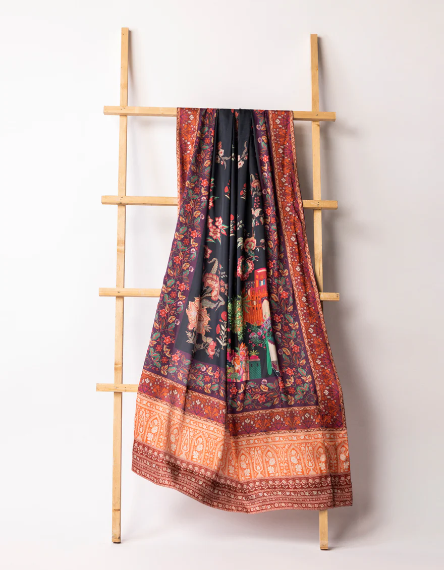 PURPLE IMPURE SILK SHAWL | JSH-JSHW-25-4911 FB/SHIKAARGAH-03