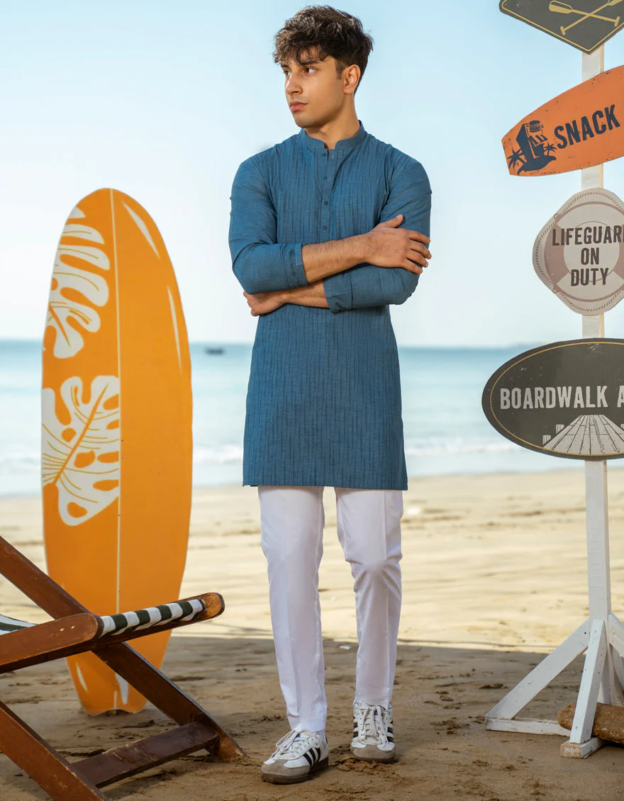 BLUE BLENDED KURTA | JTK-A-34976/S25/JJ9349-CL