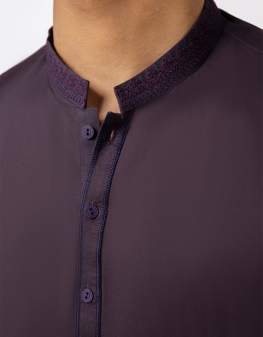 DEEP PURPLE COTTON KURTA | JTK-A-42066/S26/JJ10447-SF - Image 3