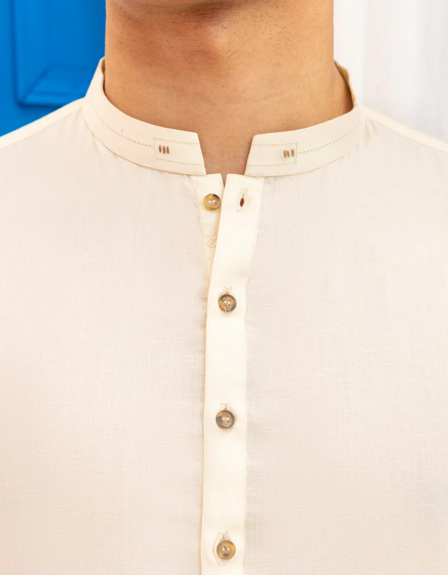 CREAM BLENDED KURTA | JTK-A-46534/S25/JJ9349-CL - Image 2