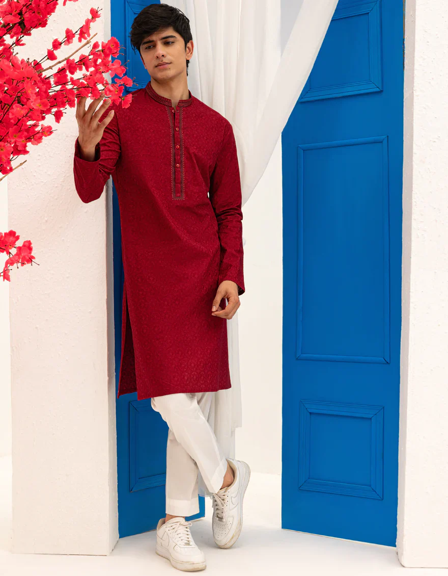 MAROON COTTON KURTA | JTK-A-46617/S25/JJ7210-SF