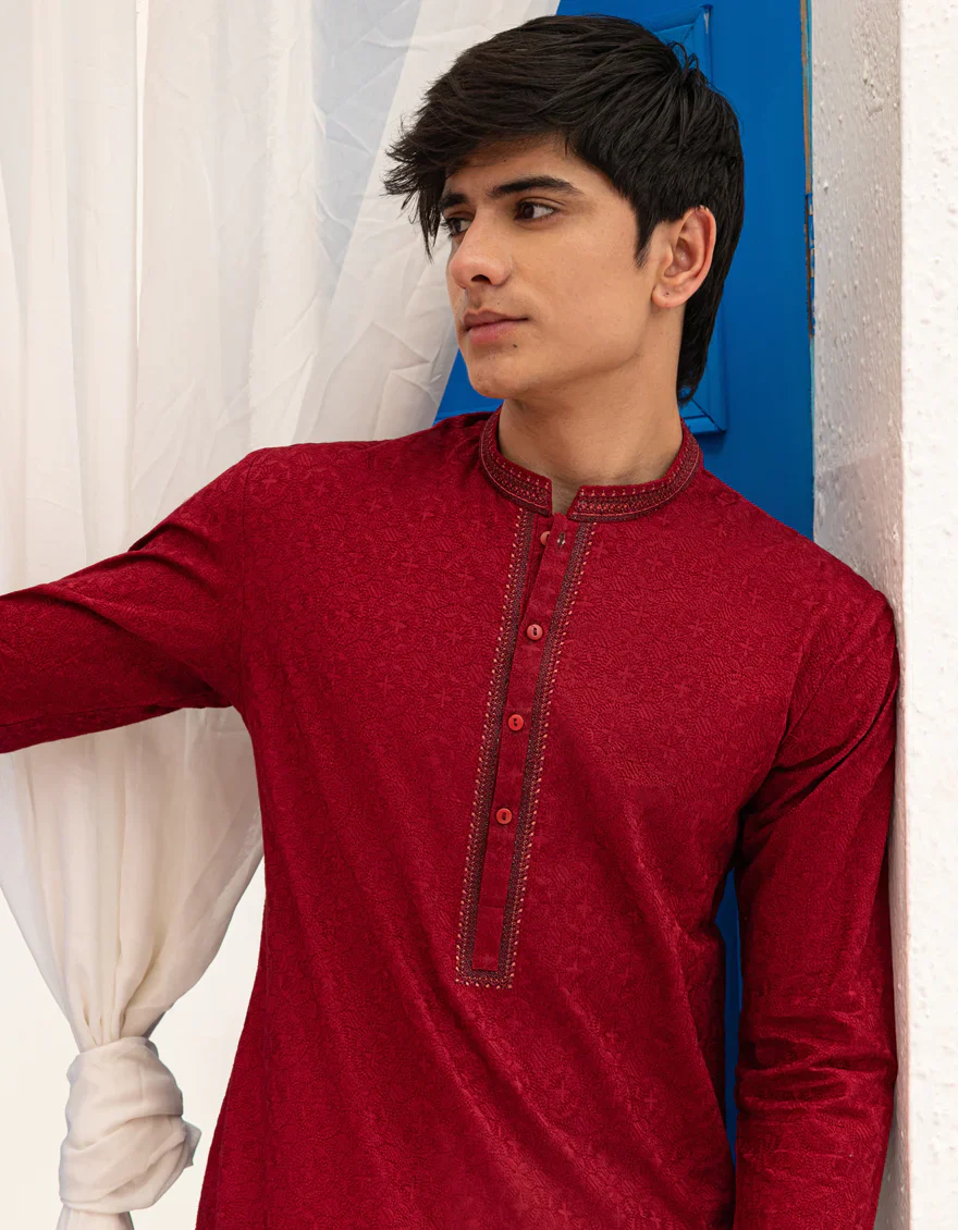MAROON COTTON KURTA | JTK-A-46617/S25/JJ7210-SF - Image 2
