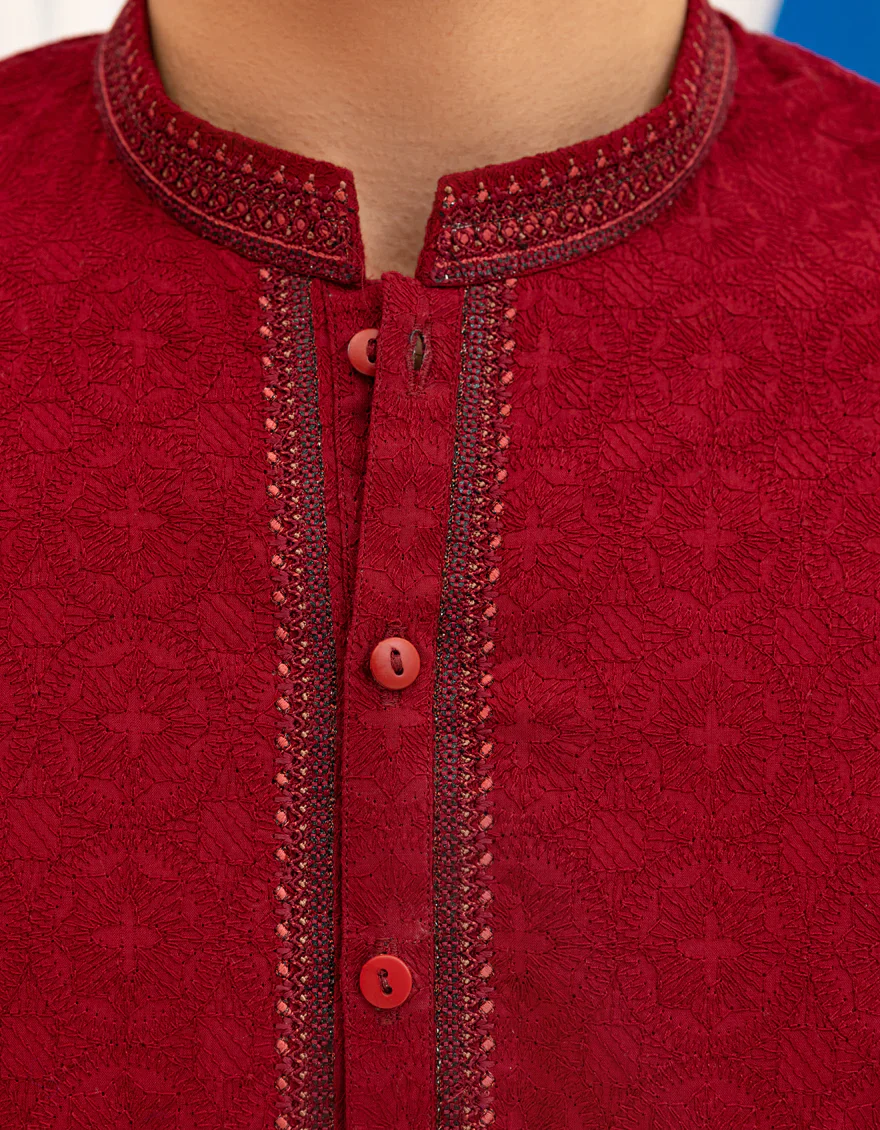 MAROON COTTON KURTA | JTK-A-46617/S25/JJ7210-SF - Image 3