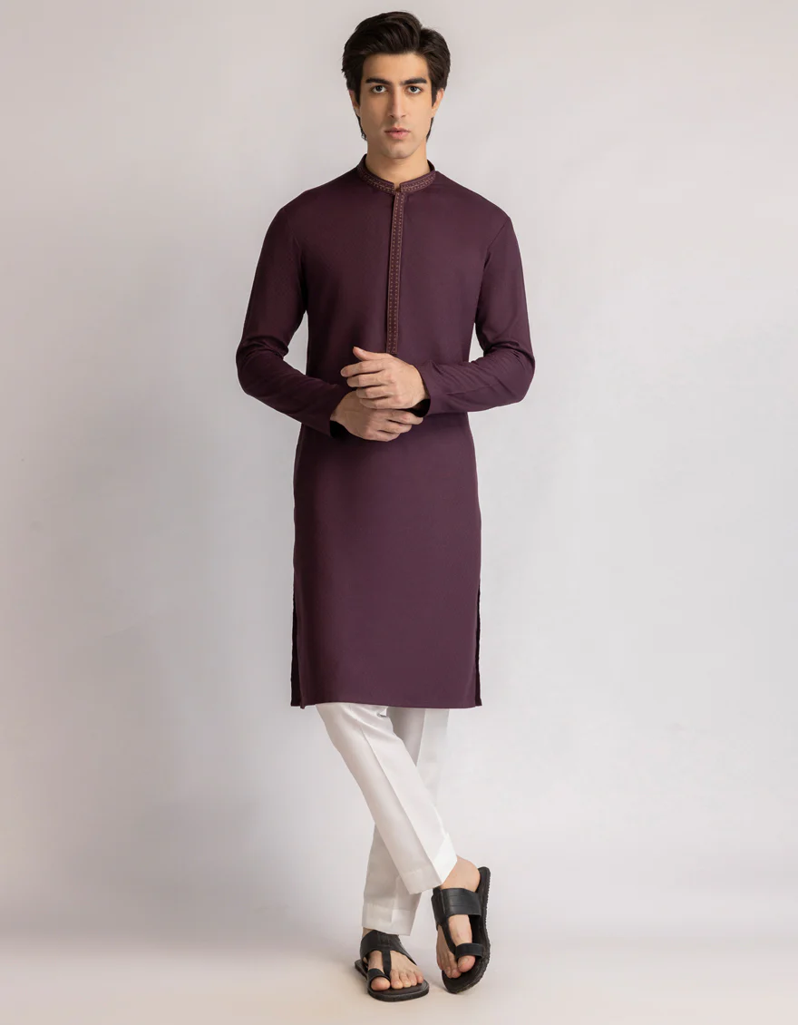 DEEP MAROON BLENDED KURTA | JTK-A-46978/S25/JJ10076-SF