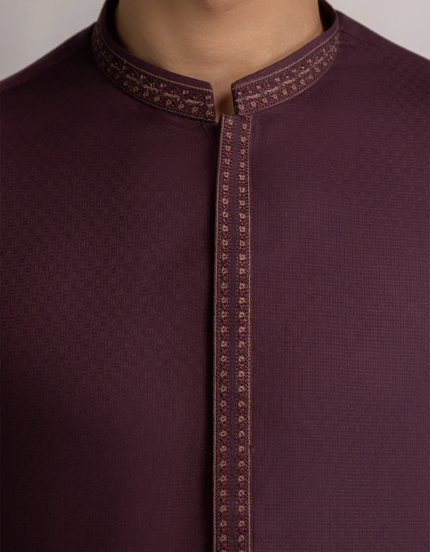 DEEP MAROON BLENDED KURTA | JTK-A-46978/S25/JJ10076-SF - Image 4