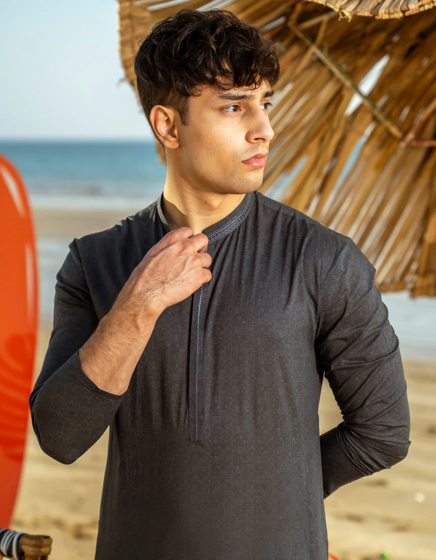 DEEP GREY COTTON KURTA | JTK-A-50043/S25/JJ9774-SF - Image 2