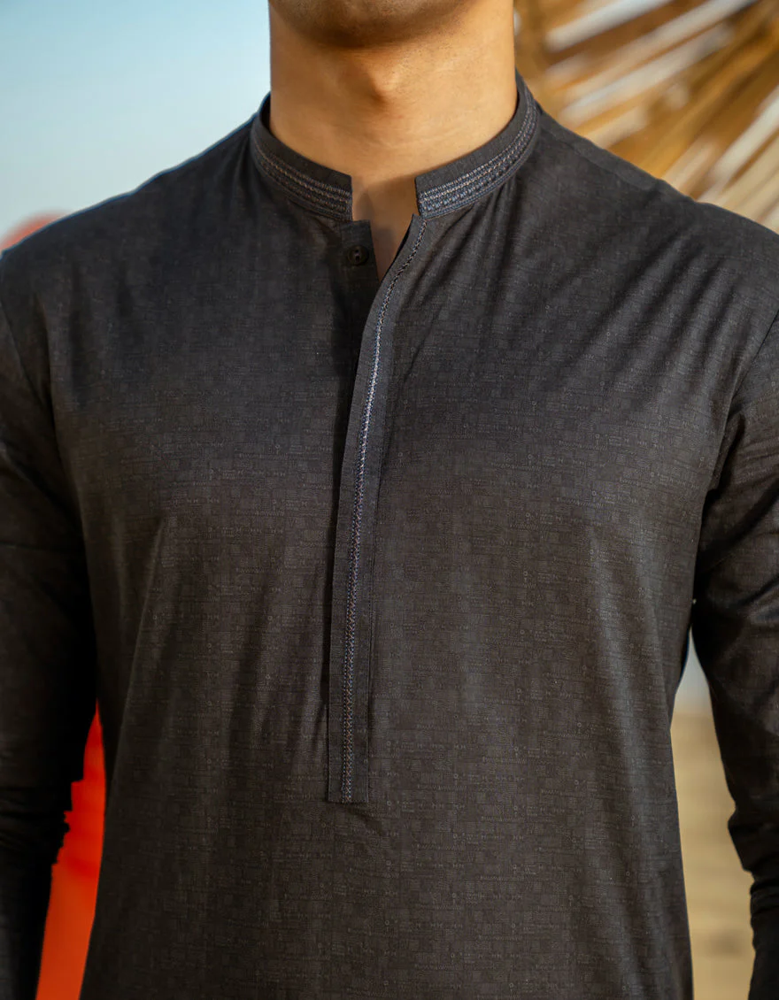 DEEP GREY COTTON KURTA | JTK-A-50043/S25/JJ9774-SF - Image 3