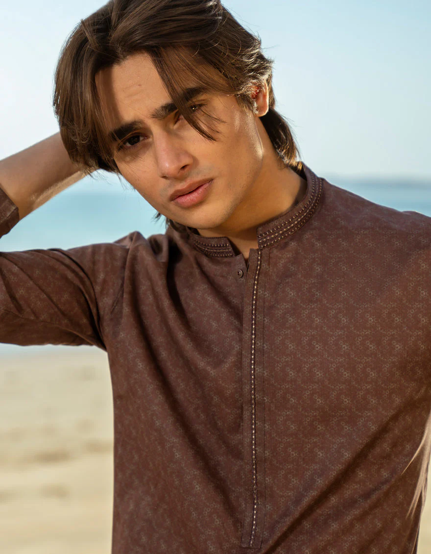 BROWN COTTON KURTA | JTK-S-50045/S25/JJ9774-SF - Image 3