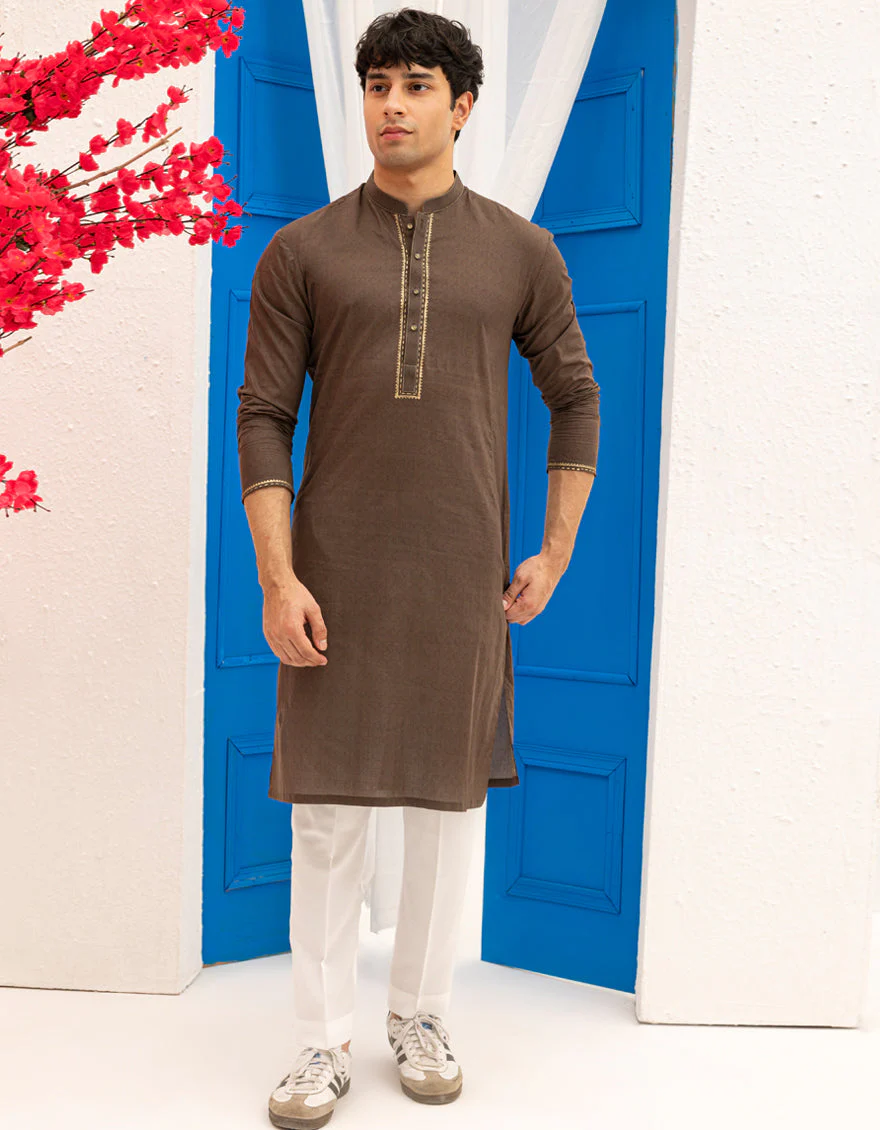 BROWN COTTON KURTA | JTK-S-50135/S25/JJ9775-SF