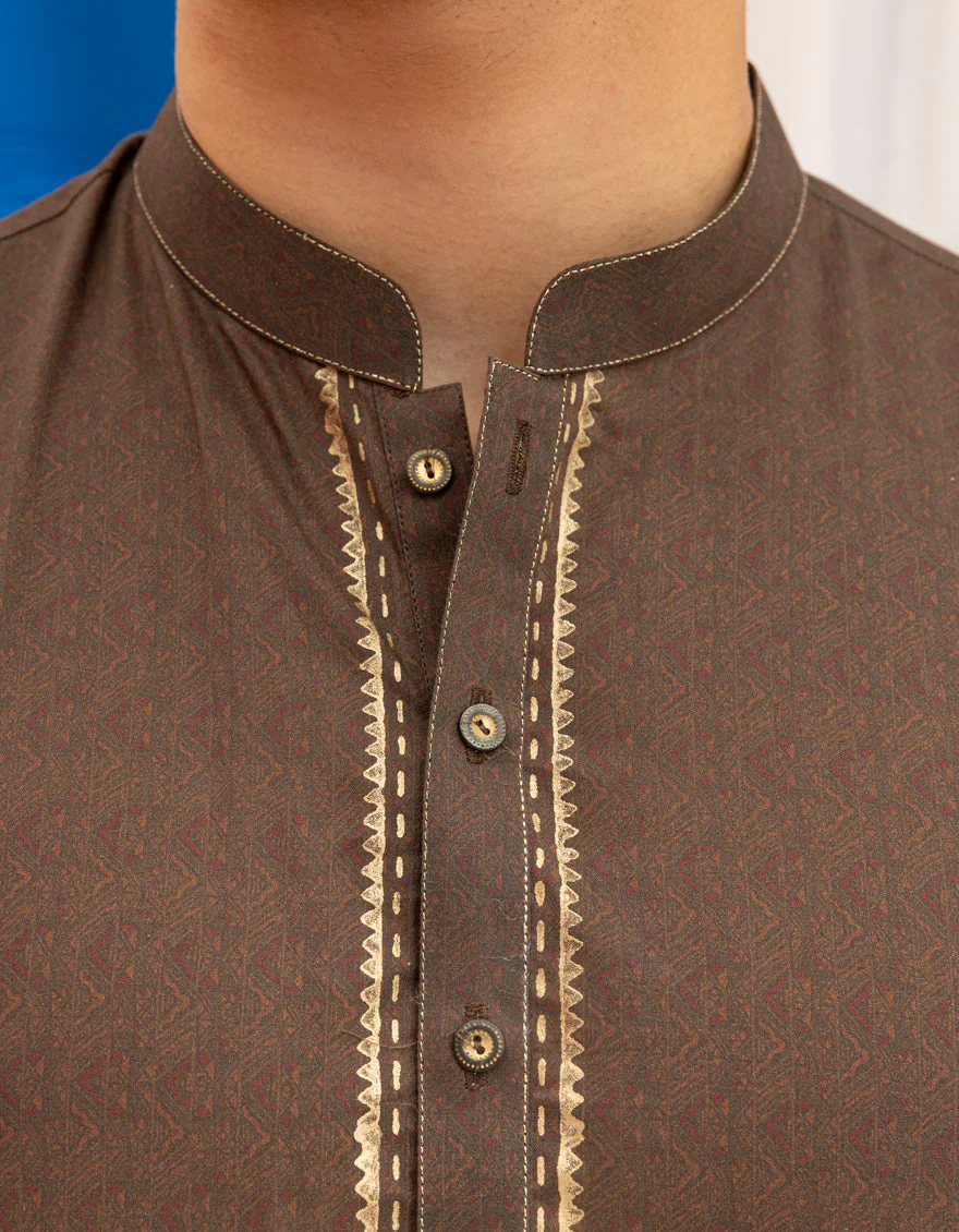 BROWN COTTON KURTA | JTK-S-50135/S25/JJ9775-SF - Image 4
