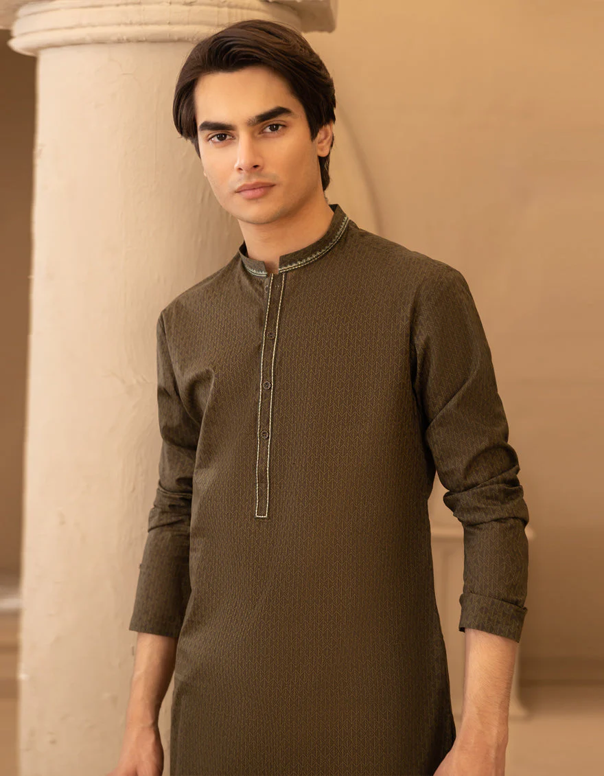 GREEN COTTON KURTA | JTK-S-50226/S25/JJ9776-SF - Image 2