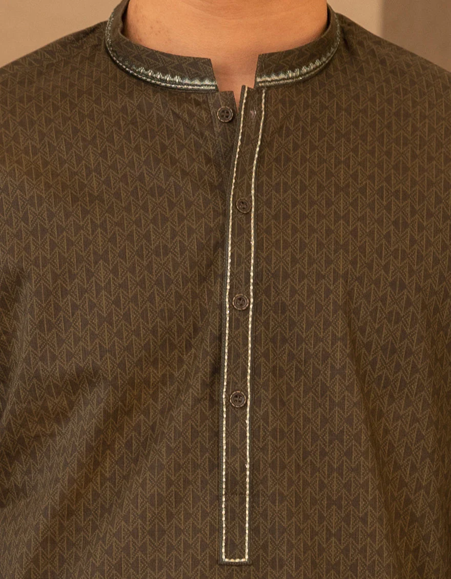 GREEN COTTON KURTA | JTK-S-50226/S25/JJ9776-SF - Image 3