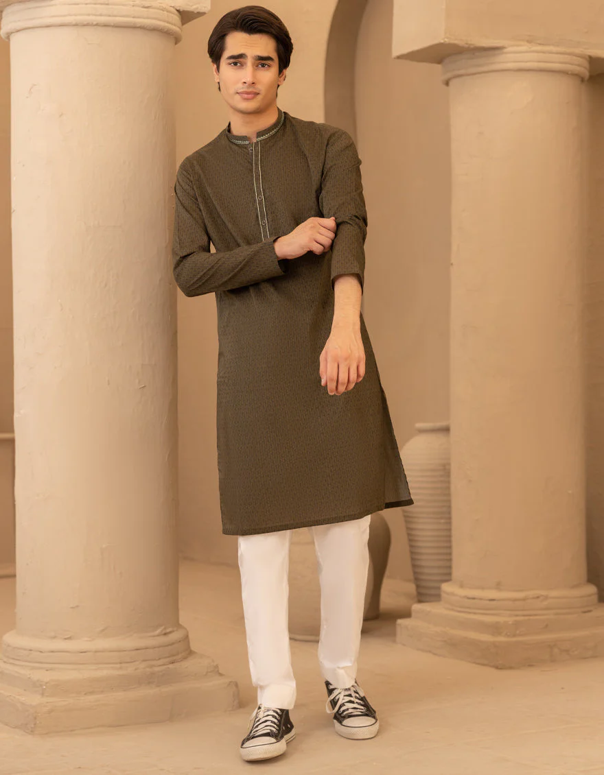 GREEN COTTON KURTA | JTK-S-50226/S25/JJ9776-SF - Image 4