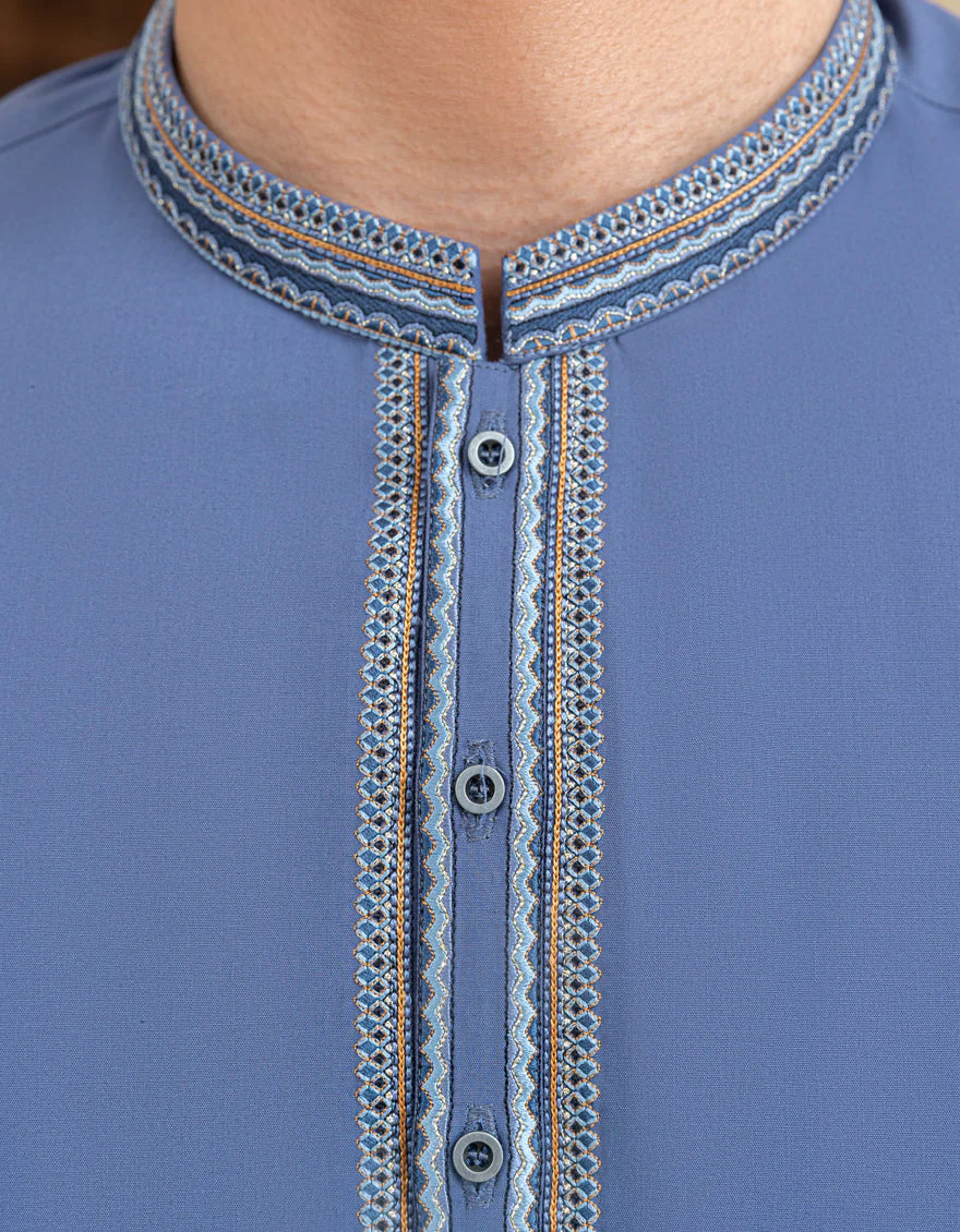 PIGEON BLUE BLENDED KURTA TROUSERS | JTKP-A-39280/S25/JJ9432-SF - Image 3