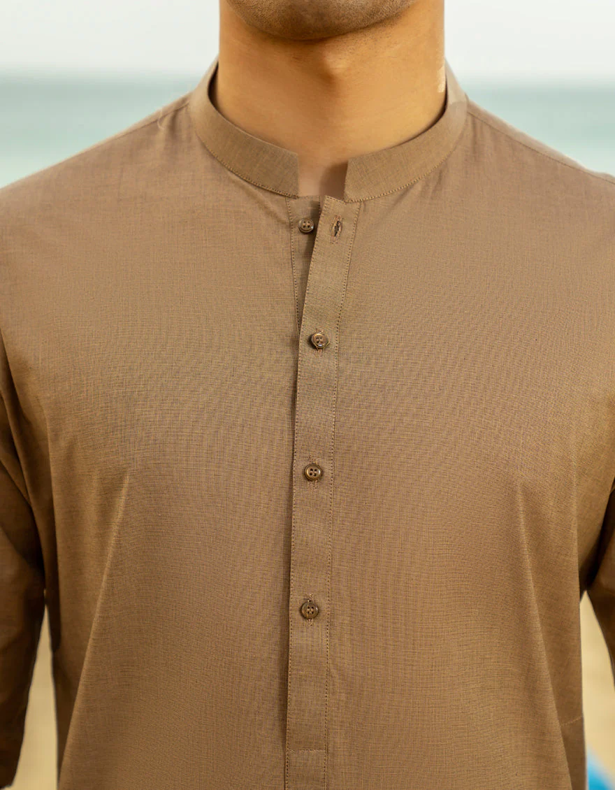 LIGHT BROWN COTTON KURTA TROUSERS | JTKP-A-39286/S25/JJ9741-PN - Image 3