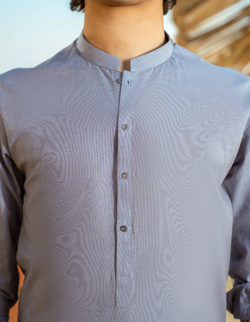 LIGHT GREY COTTON KURTA TROUSERS | JTKP-A-39288/S25/JJ9741-PN - Image 3