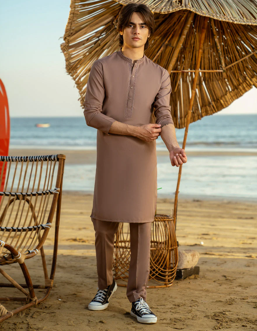 BROWN BLENDED KURTA TROUSERS | JTKP-A-46583/S25/JJ1016-SF
