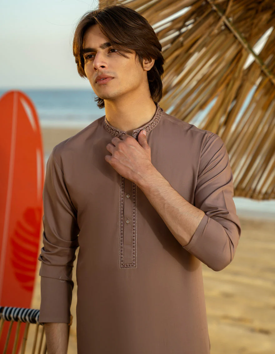 BROWN BLENDED KURTA TROUSERS | JTKP-A-46583/S25/JJ1016-SF - Image 2