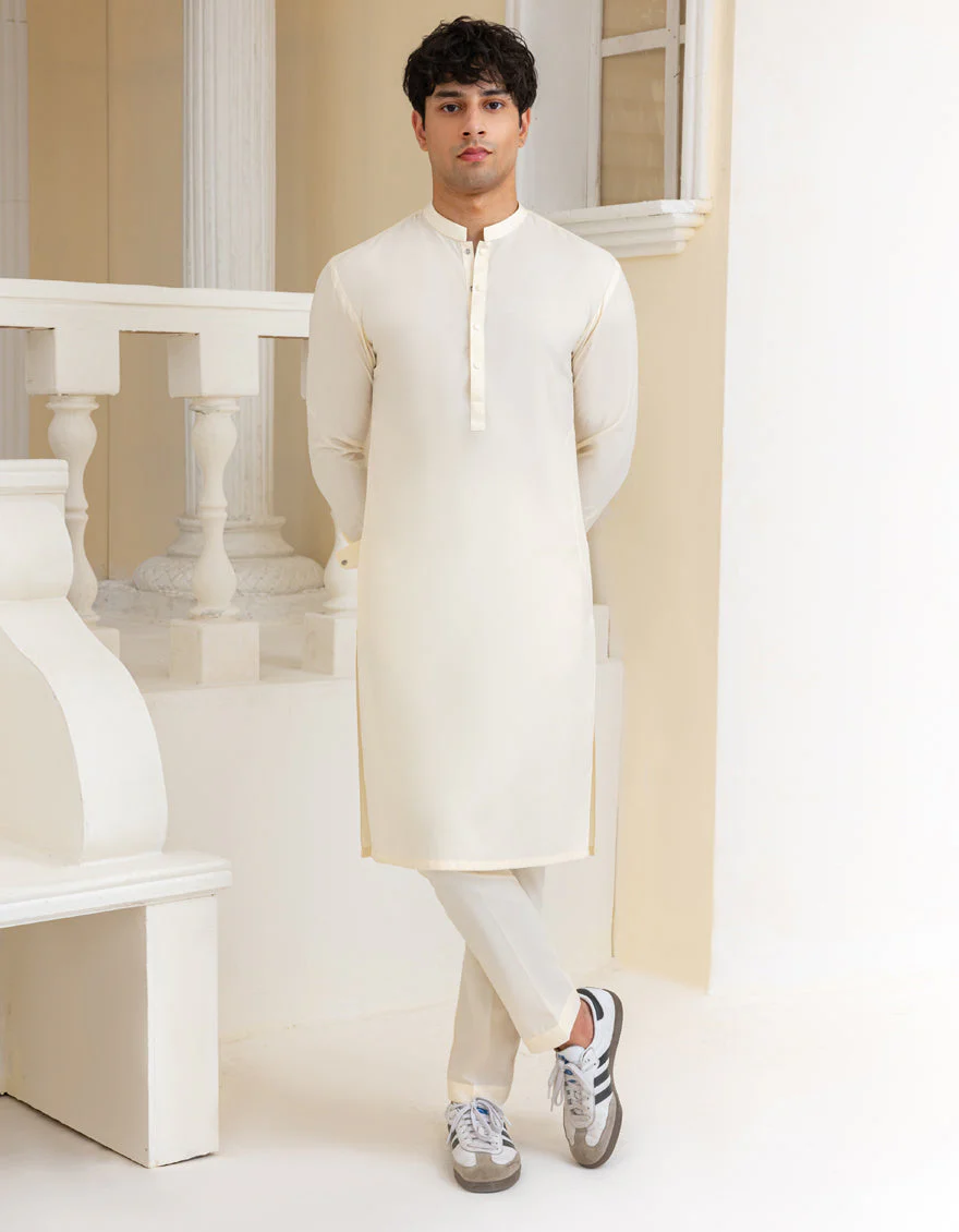 CREAM COTTON KURTA TROUSERS | JTKP-A-50099/S25/JJ9769-PN