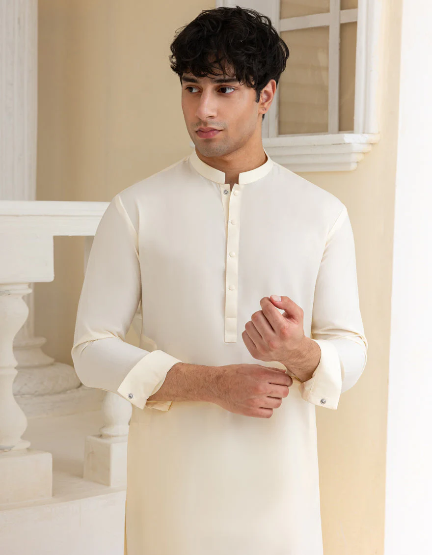 CREAM COTTON KURTA TROUSERS | JTKP-A-50099/S25/JJ9769-PN - Image 2