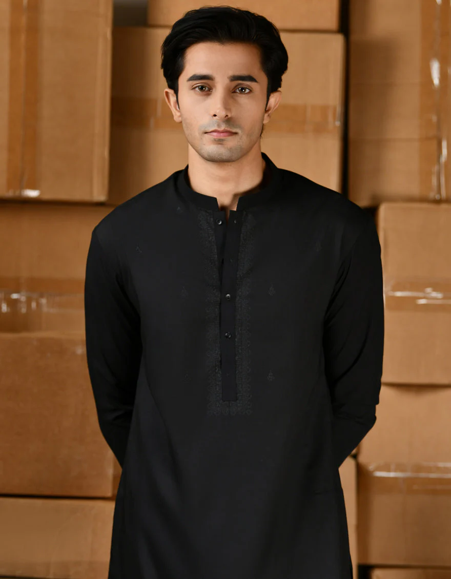 BLACK BLENDED KAMEEZ SHALWAR | JTKS-A-34802/S24/JJ8709-SF - Image 2