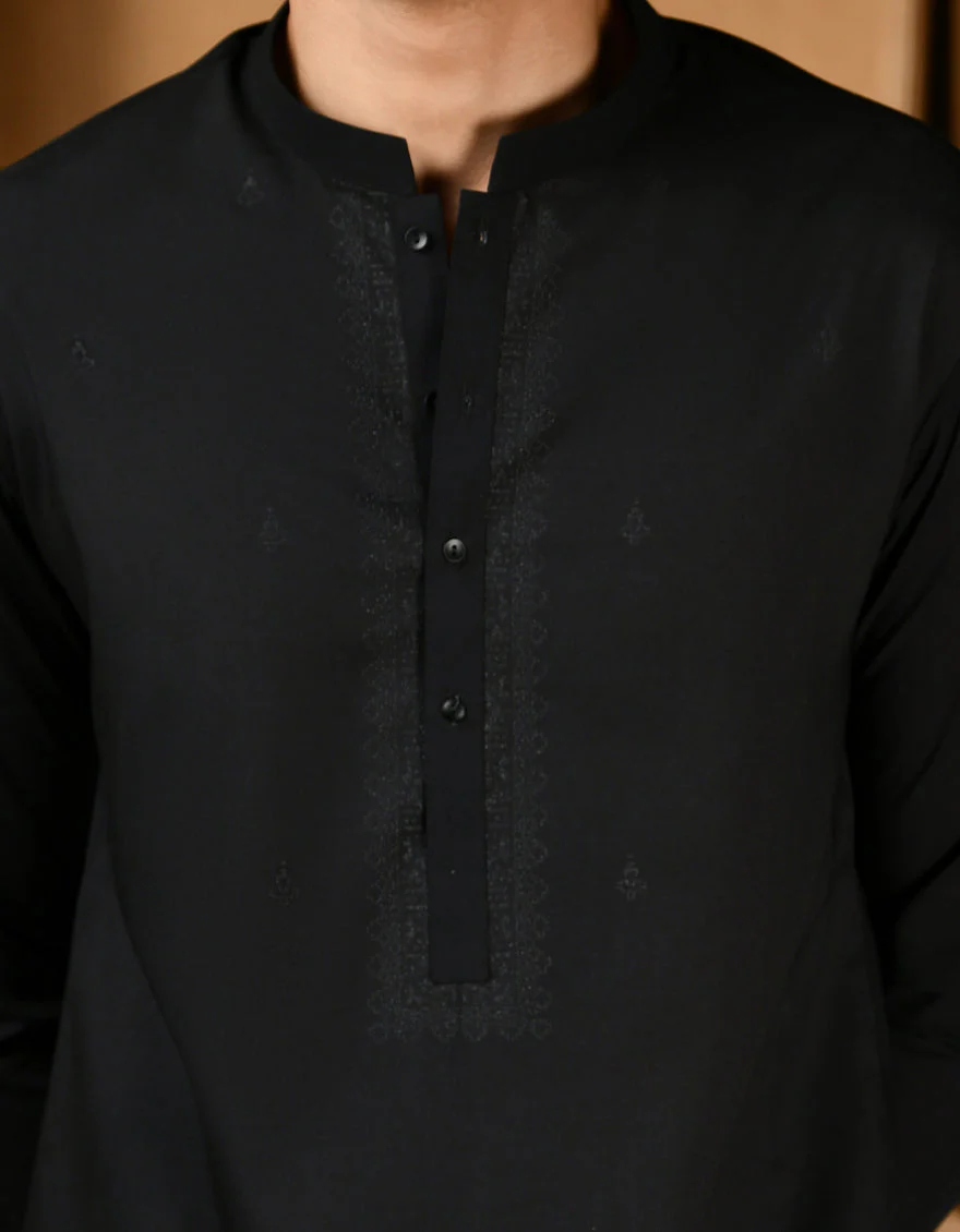 BLACK BLENDED KAMEEZ SHALWAR | JTKS-A-34802/S24/JJ8709-SF - Image 3