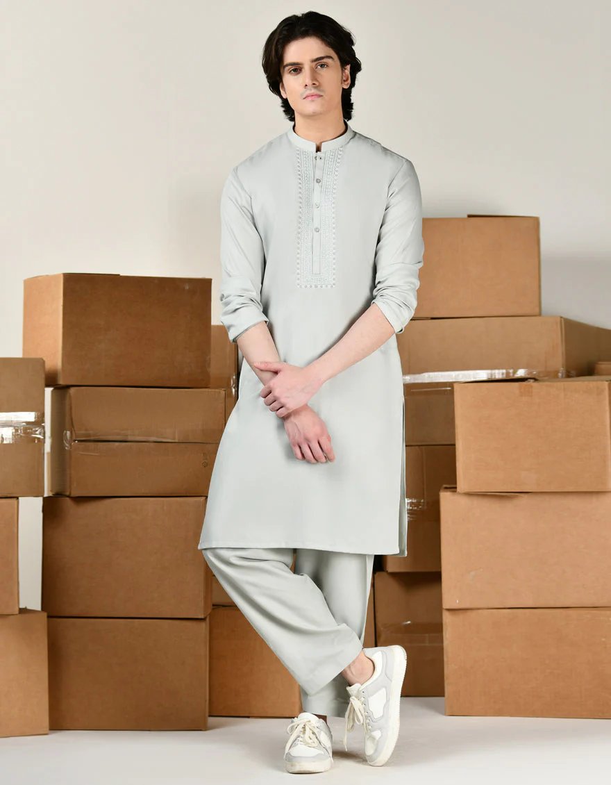 AQUA GREEN BLENDED KAMEEZ SHALWAR | JTKS-A-34810/S24/JJ9505-FL