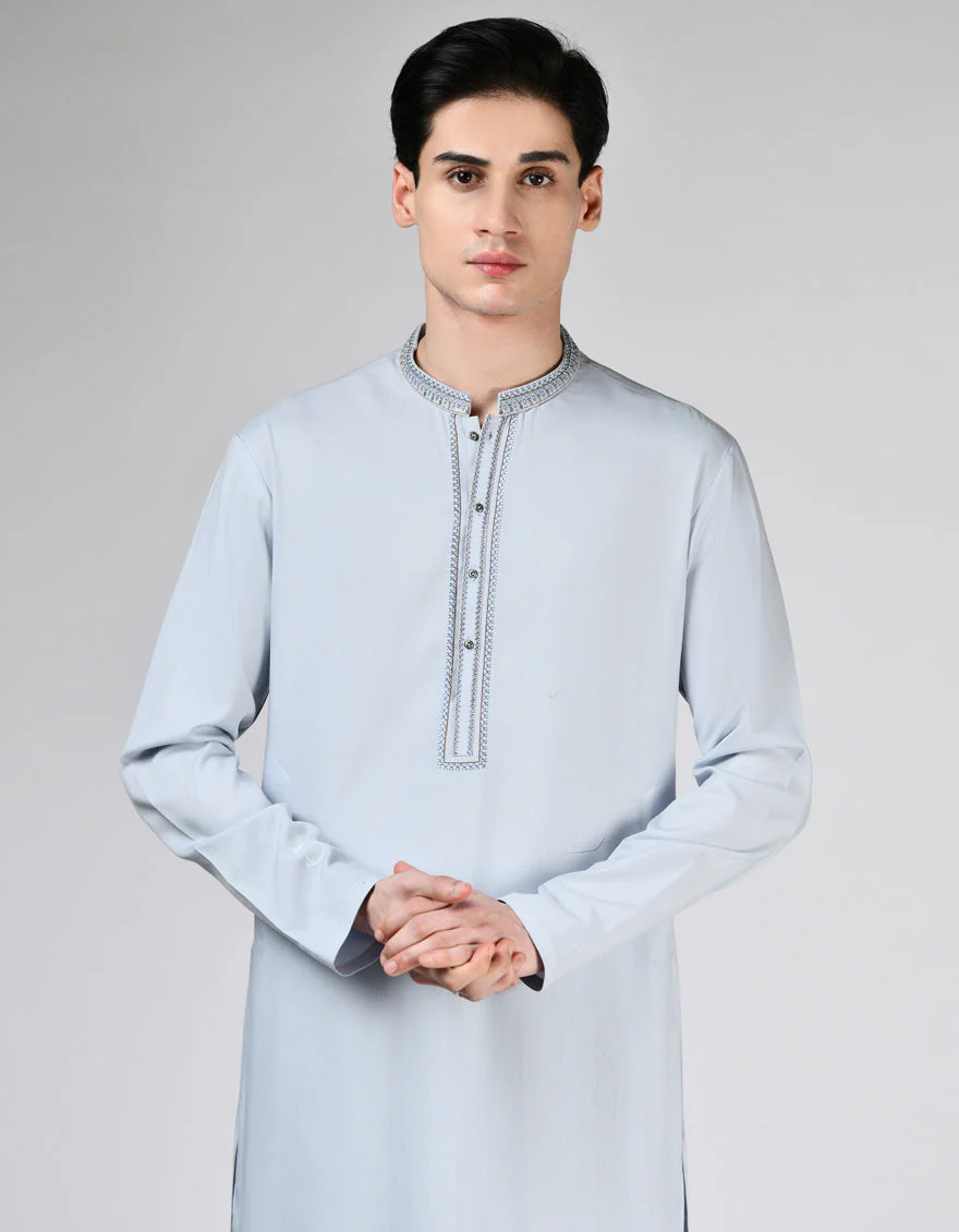 DULL GREY BLENDED KAMEEZ SHALWAR | JTKS-A-34894/S24/JJ9622-SF - Image 2