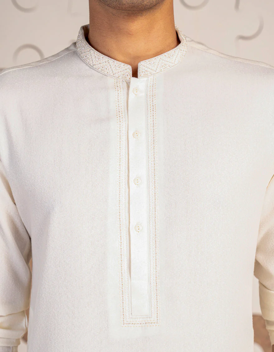 OFF WHITE BLENDED KAMEEZ SHALWAR | JTKS-A-34897/S24/JJ9427-FL - Image 2