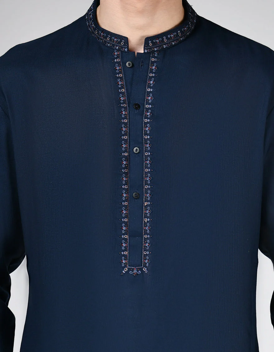 NAVY BLUE BLENDED KAMEEZ SHALWAR | JTKS-A-34934/S24/JJ9632-FL - Image 3