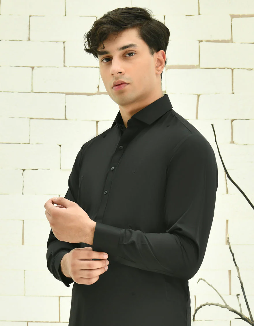 BLACK BLENDED KAMEEZ SHALWAR | JTKS-A-40201-R15-AP/S25/JJ9770-PN - Image 2