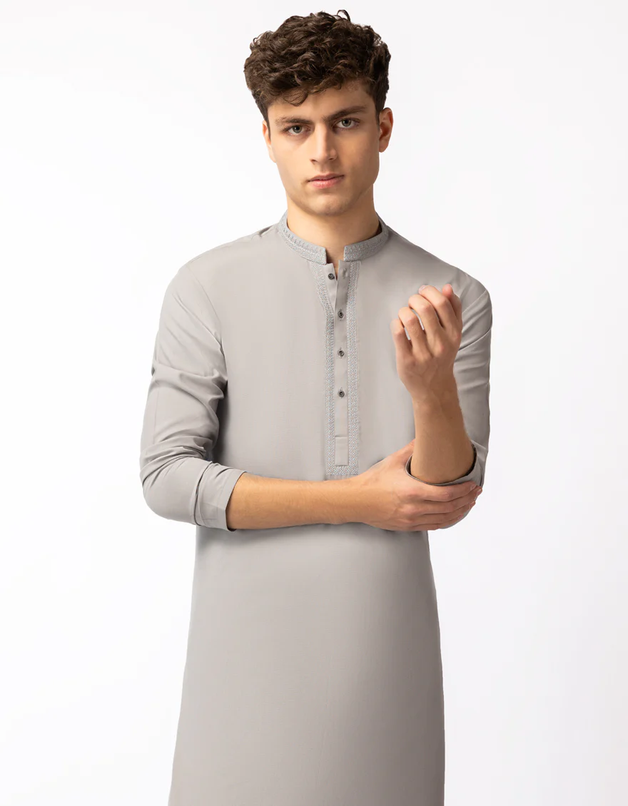 SILVER BLENDED KAMEEZ SHALWAR | JTKS-A-42032/S26/JJ10244-SF - Image 2