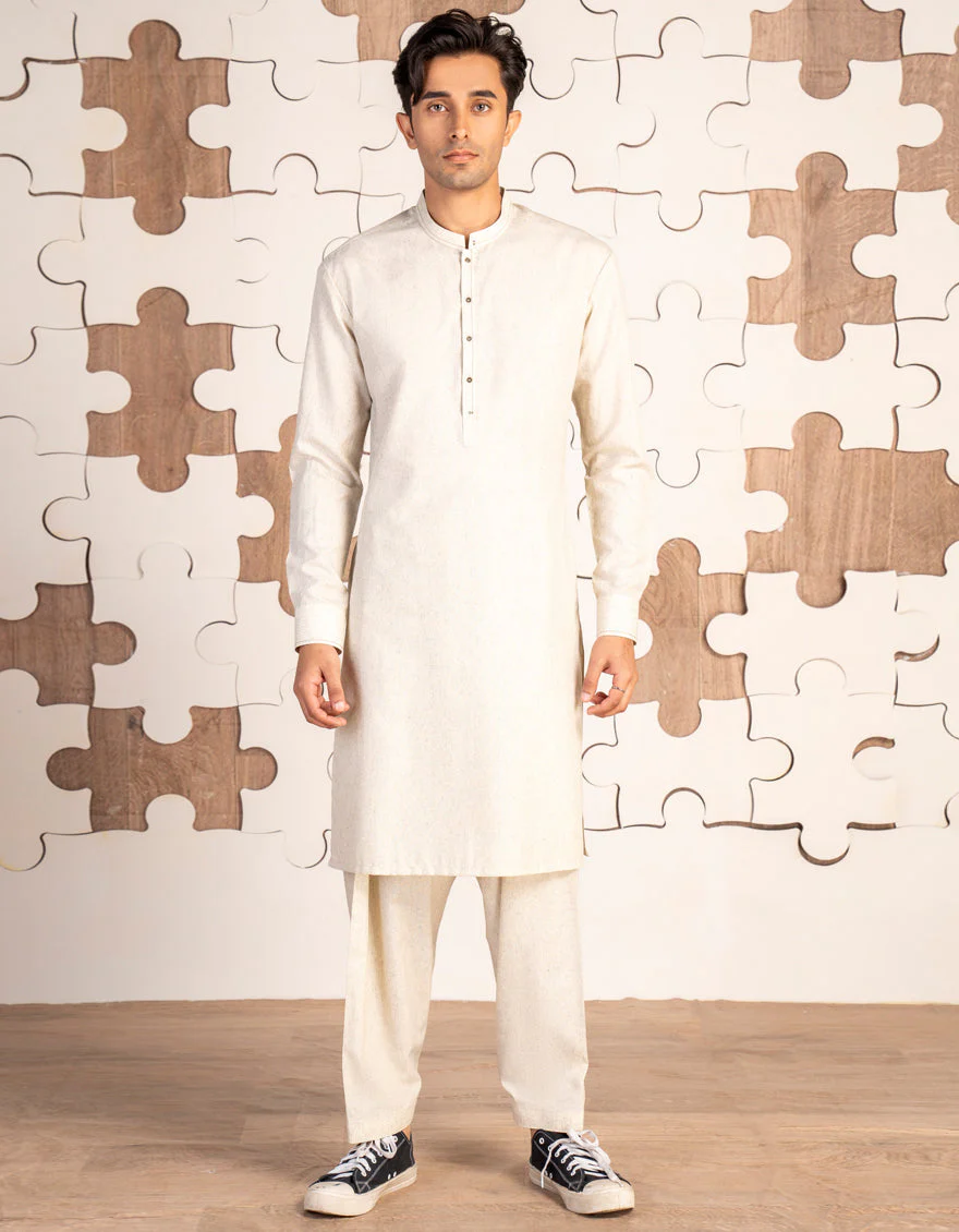 EGG WHITE BLENDED KAMEEZ SHALWAR | JTKS-A-46478/S24/JJ9674-CL - Image 4