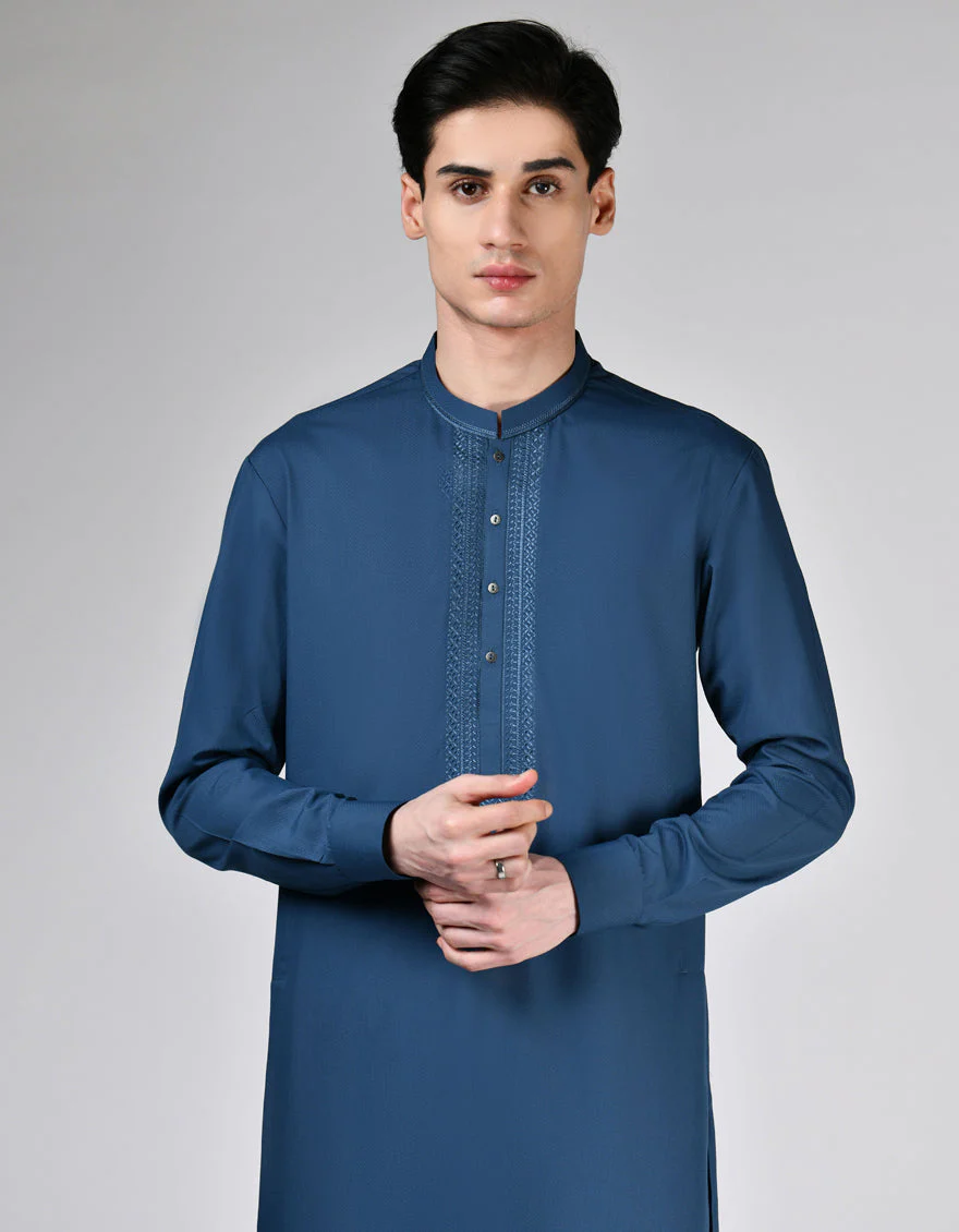 BLUE BLENDED KAMEEZ SHALWAR | JTKS-A-46506/S24/JJ9374-SF - Image 2