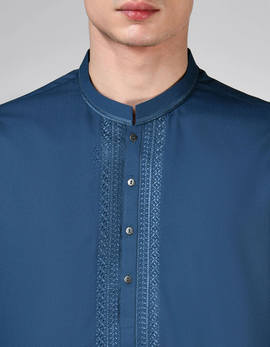 BLUE BLENDED KAMEEZ SHALWAR | JTKS-A-46506/S24/JJ9374-SF - Image 3