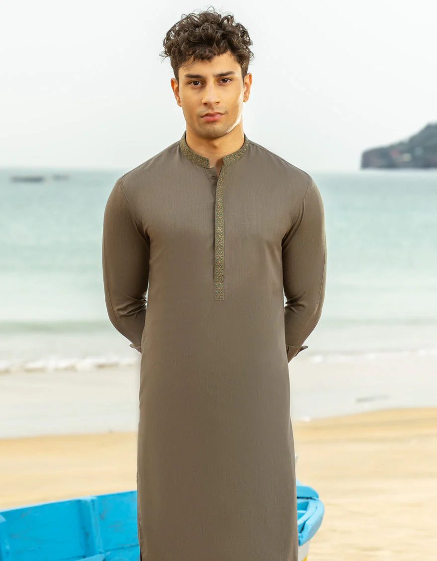 ARMY GREEN BLENDED KAMEEZ SHALWAR | JTKS-A-46601/S25/JJ9617-SF - Image 4