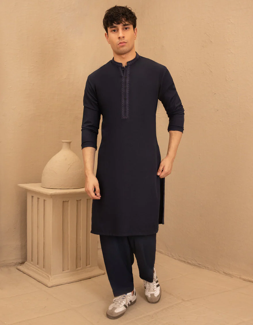 NAVY BLUE BLENDED KAMEEZ SHALWAR | JTKS-A-46757/S25/JJ9844-FL