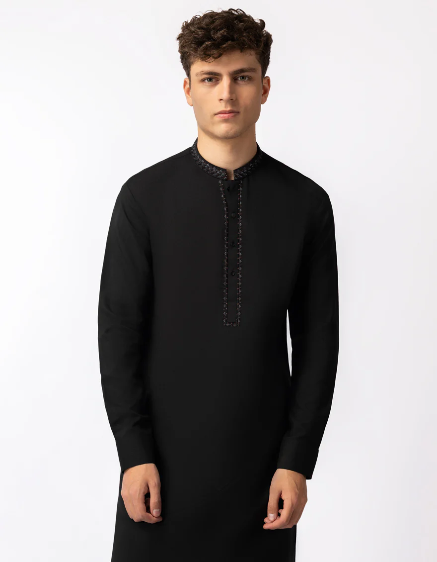BLACK BLENDED KAMEEZ SHALWAR | JTKS-A-50465/S26/JJ10425-SF - Image 2
