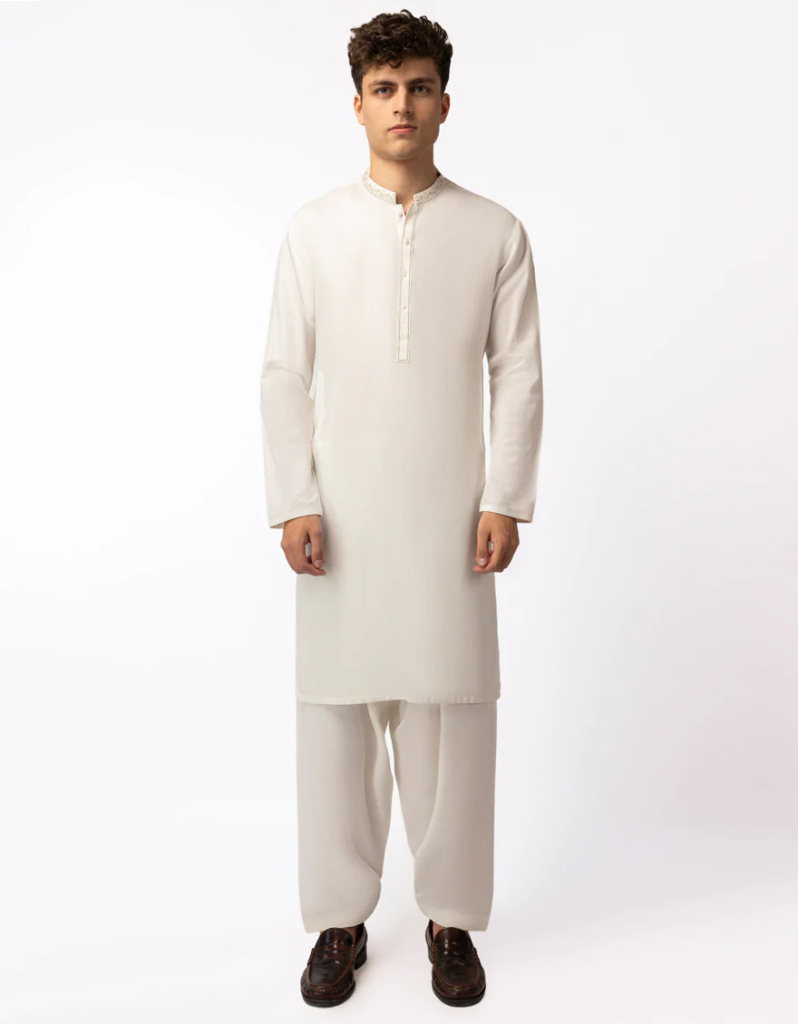 WHITE BLENDED KAMEEZ SHALWAR | JTKS-A-50534/S26/JJ10581-FL