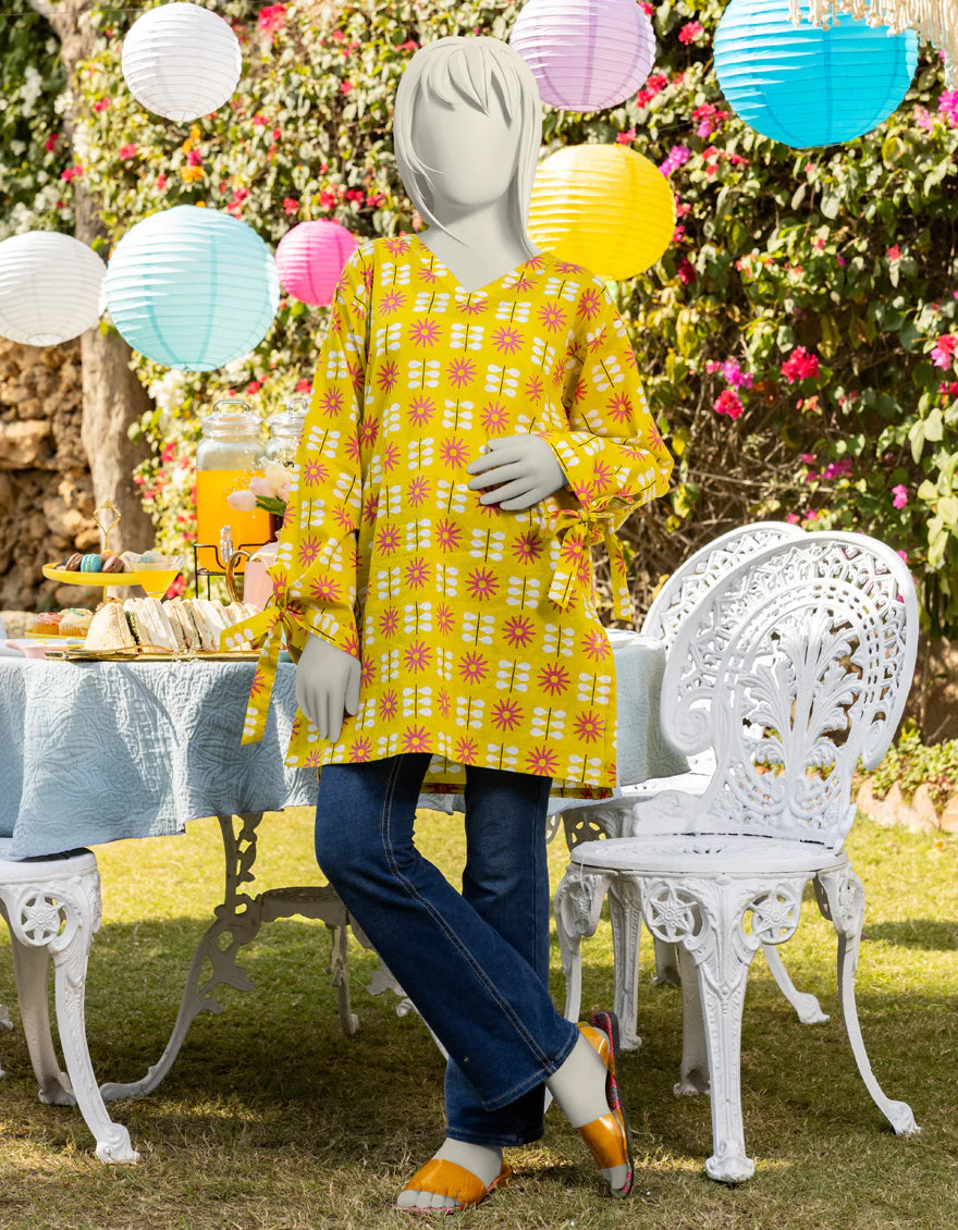 YELLOW LAWN KURTI | JYGK-S-JTS-25-4007 FB/ESSENTIALS-T-7